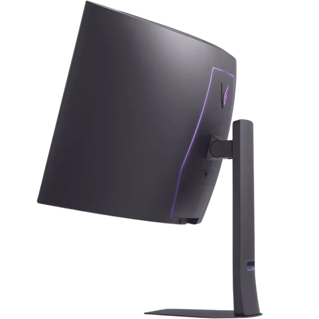 Monitor curvo LG UltraGear 45GX950A-B 44.5 pulgadas OLED, marco fino, soporte ajustable y luz trasera RGB sutil para setup gamer elegante