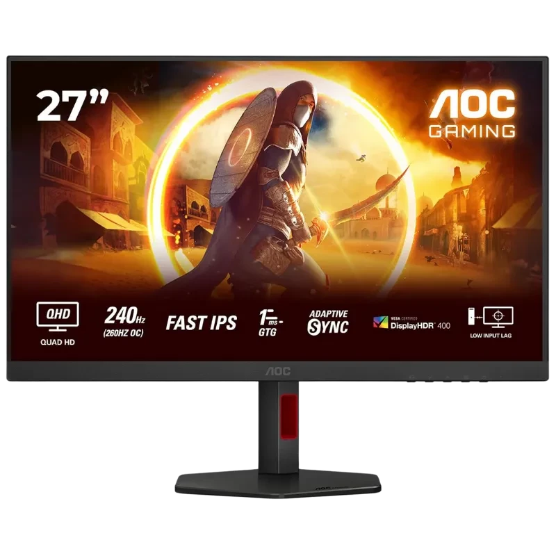 AOC Q27G4ZR 27 pulgadas, panel IPS QHD, 240 Hz, 1 ms, AdaptiveSync, HDR400, biseles finos y base ajustable, ideal para gaming con baja latencia