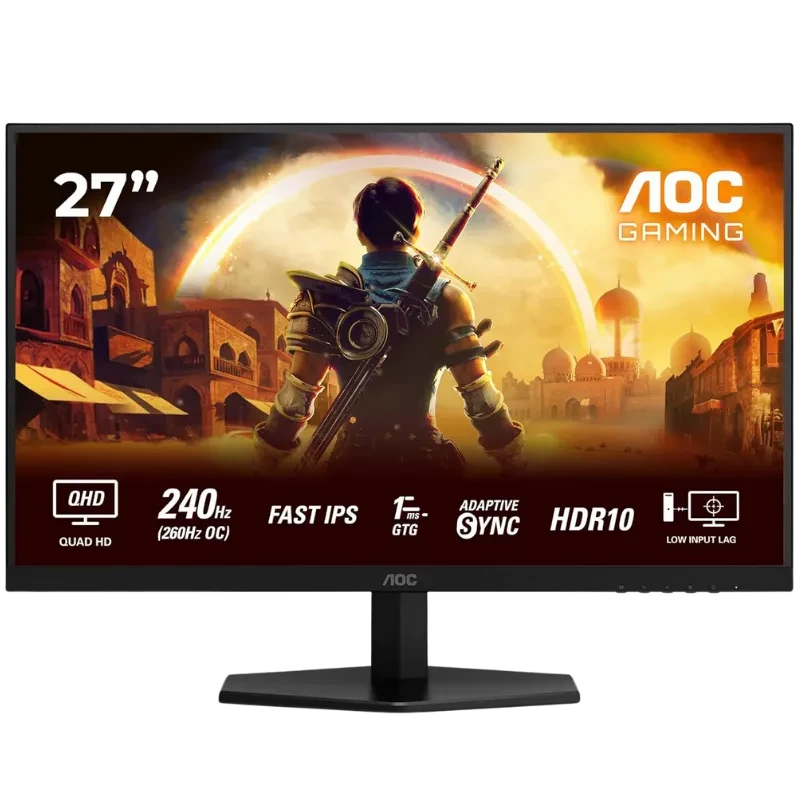 Monitor AOC Q27G42ZE 27 pulgadas QHD con panel Fast IPS, 240 Hz, 1 ms GTG, Adaptive Sync y HDR10, biseles finos y base robusta para gaming