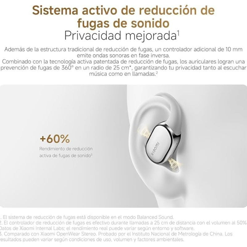Xiaomi OpenWear Stereo Pro ANC en negro grafito, diseño de clip auricular abierto con controlador adicional de 10 mm y reducción activa de fugas de sonido