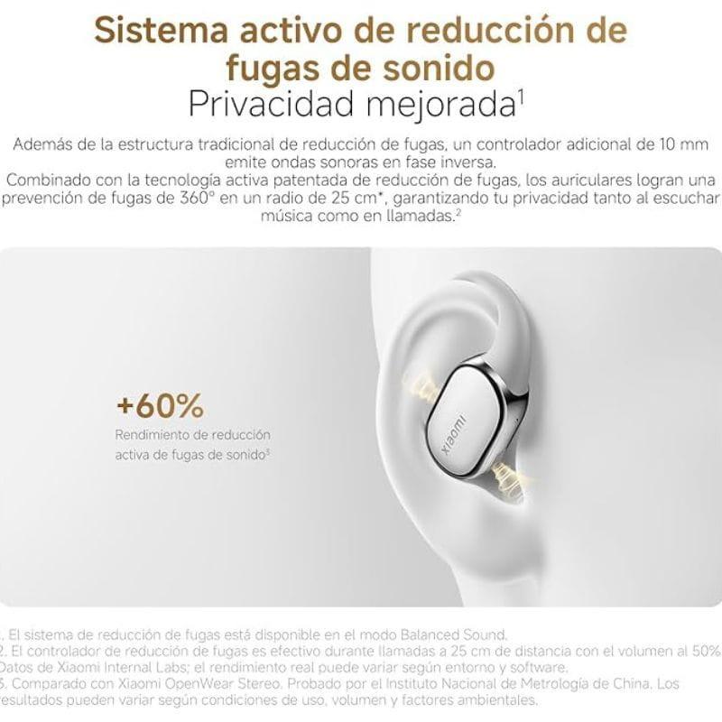 Xiaomi OpenWear Stereo Pro ANC en negro grafito, diseño de clip auricular abierto con controlador adicional de 10 mm y reducción activa de fugas de sonido