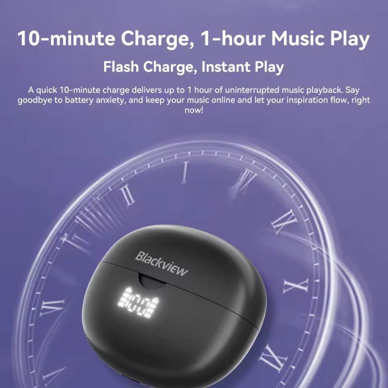 Blackview Airbuds 13 Preto - Auriculares Bluetooth com carregamento rápido