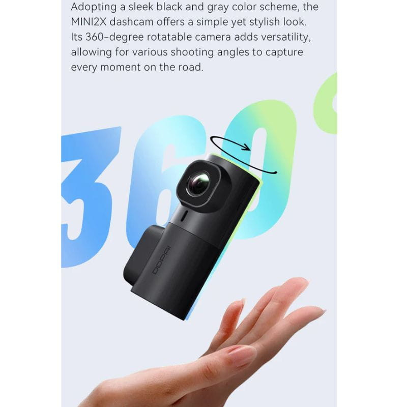 DDPAI MINI2X 2K Dash Cam - Caméra pour voiture, rotation à 360°