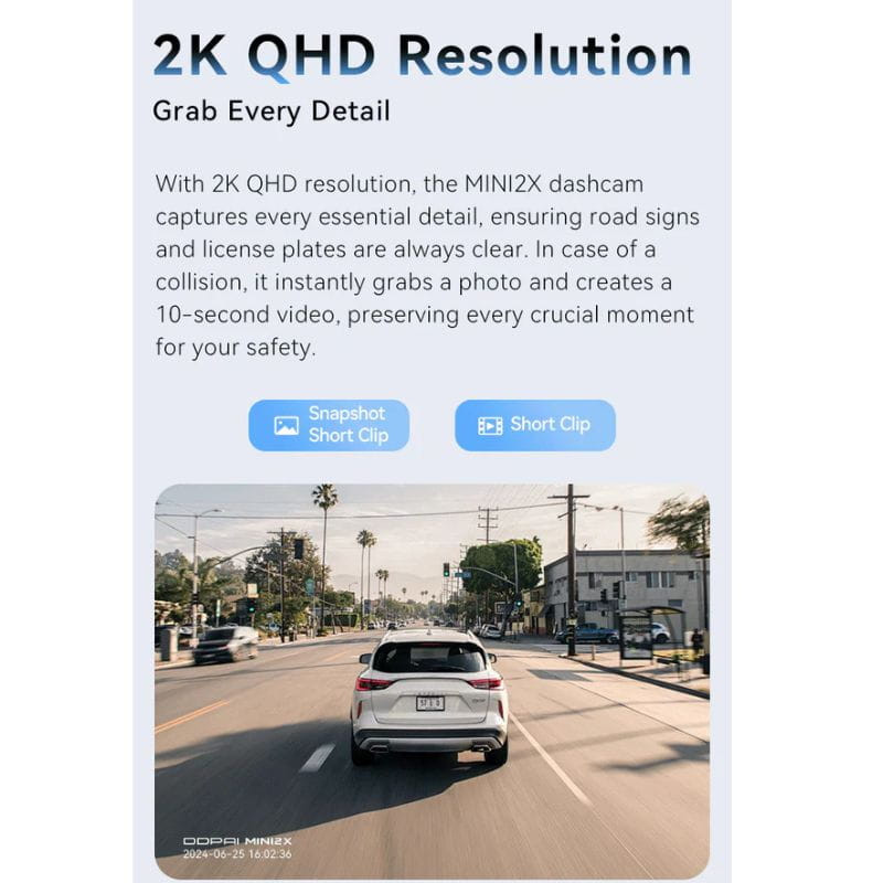 DDPAI MINI2X 2K Dash Cam - Caméra embarquée pour voiture, résolution 2K