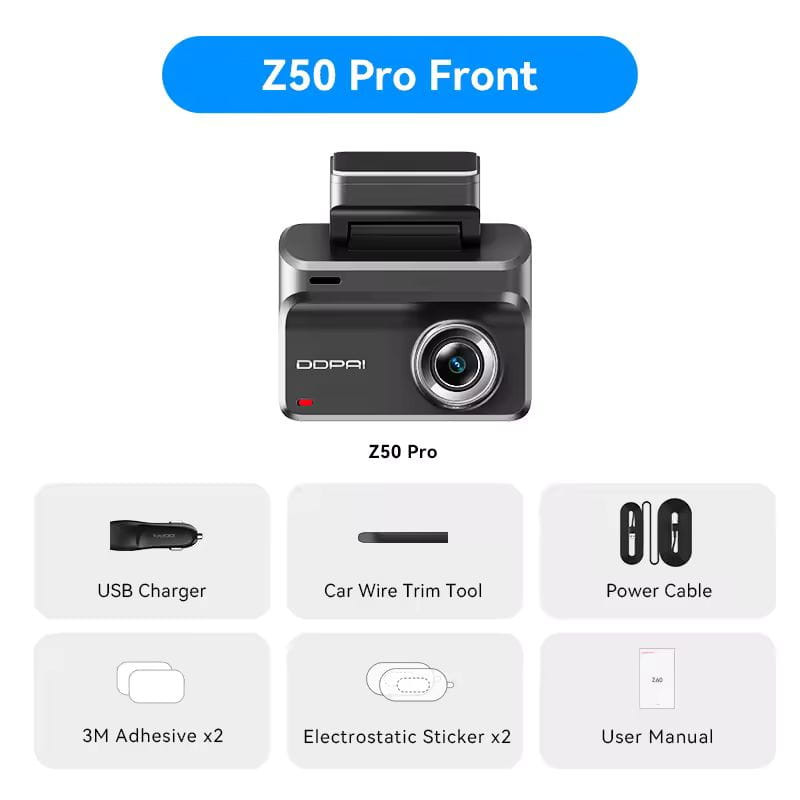 DDPAI Z50 Pro 4G Dual 4K Dash Cam - Cámara para Coche, contenido del paquete
