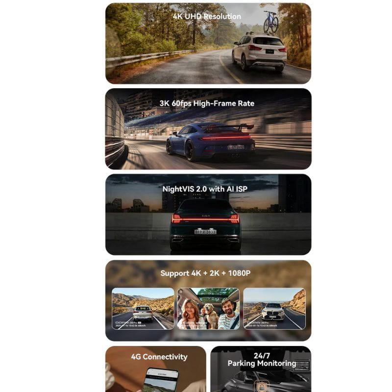 DDPAI Z60 Pro 4K Dual Dash Cam - Cámara para Coche, especificaciones