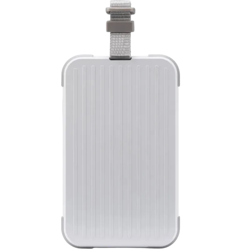 Acer Connect M6E Routeur portable 4G LTE 5G Wi‑Fi 6E boîtier compact blanc à rainures verticales, coins arrondis, sangle textile grise ajustable