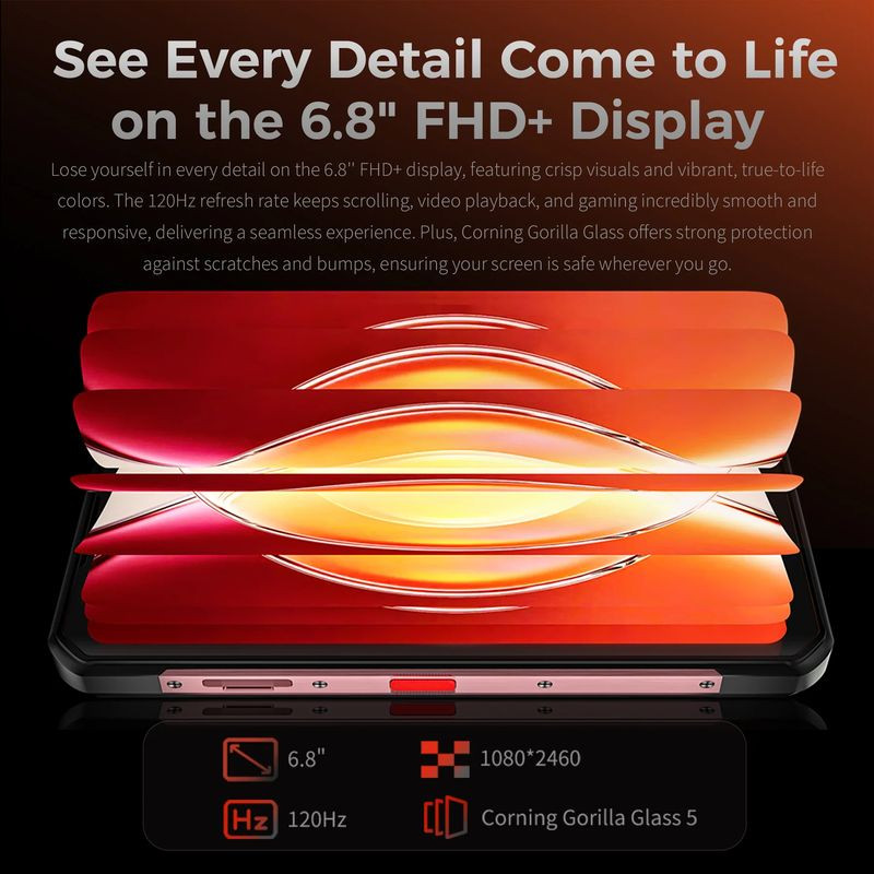 Oukitel WP56 5G 8GB/256GB Rojo - pantalla