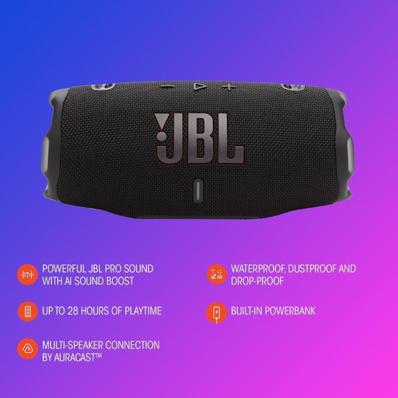 JBL Charge 6 Azul, com som, características