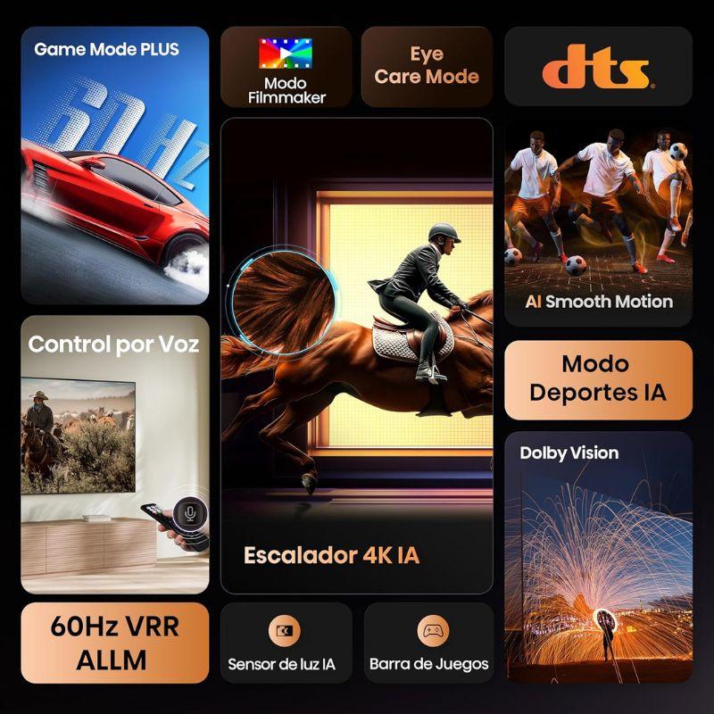 Hisense 85A6Q 85 pouces 4K UHD LED Noir avec Dolby Vision, IA Super Resolution 4K, Motion IA, Mode Filmmaker, VRR 60 Hz, ALLM et commande vocale