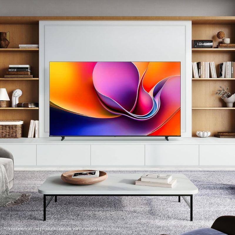 Hisense 85A6Q 85 pouces 4K Ultra HD LED noir, écran plat grand format aux bords fins, couleurs vives et design minimaliste pour salon moderne