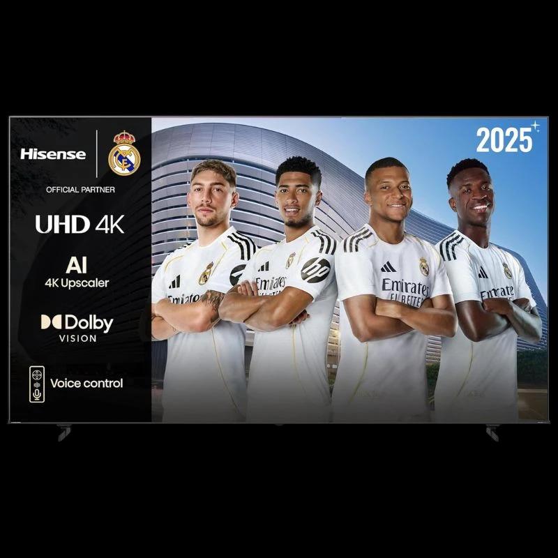 Hisense 85A6Q 85 pouces 4K Ultra HD LED noir, écran large avec cadres fins, Dolby Vision, IA 4K Upscaler, contrôle vocal, interface Smart TV