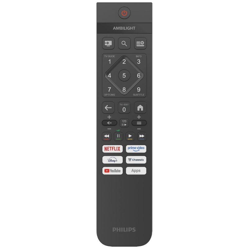 Étiquette énergie du téléviseur Philips 50PUS8010: classe E, 48 kWh/1000h (SDR), 95 kWh/1000h (HDR), 50", 4K UHD 3840×2160, LED, Ambilight, noir.