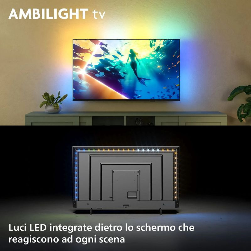 Philips 65PUS8010/12 65 pouces 4K UHD Smart TV avec Ambilight, bords lumineux réactifs, écran fin, couleurs vives et rétroéclairage LED arrière