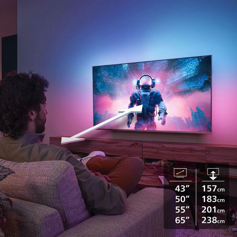 Philips 65PUS8010/12 65 pouces 4K Ultra HD Smart TV avec Ambilight, cadre fin, écran plat lumineux, ambiance colorée murale pour immersion visuelle