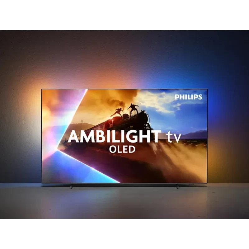 Philips 77OLED770 77 pulgadas 4K UHD OLED con Ambilight: pantalla casi sin bordes, colores vivos y luz ambiental trasera que envuelve la pared