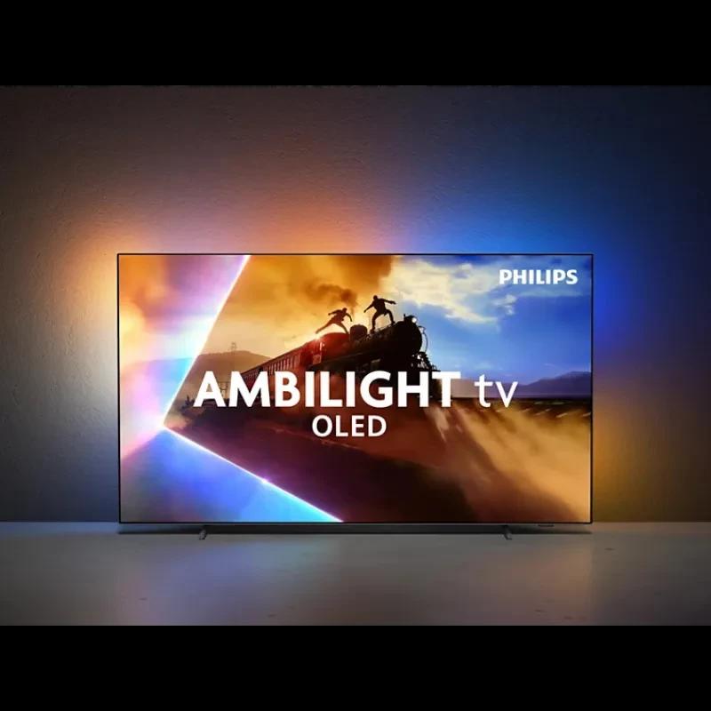 Philips 77OLED770 77 pulgadas 4K UHD OLED con Ambilight: pantalla casi sin bordes, colores vivos y luz ambiental trasera que envuelve la pared