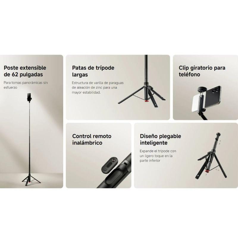 Xiaomi Zoom Floor Selfie Stick Tripod 62", distintas funciones
