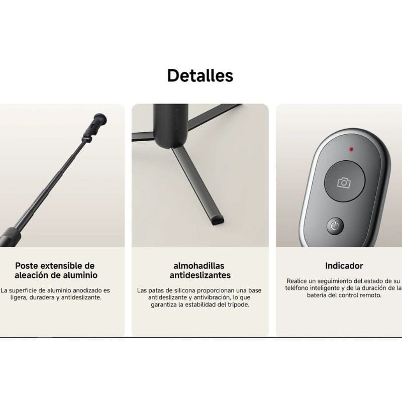 Tripé Xiaomi Selfie Stick Tripod, detalhes