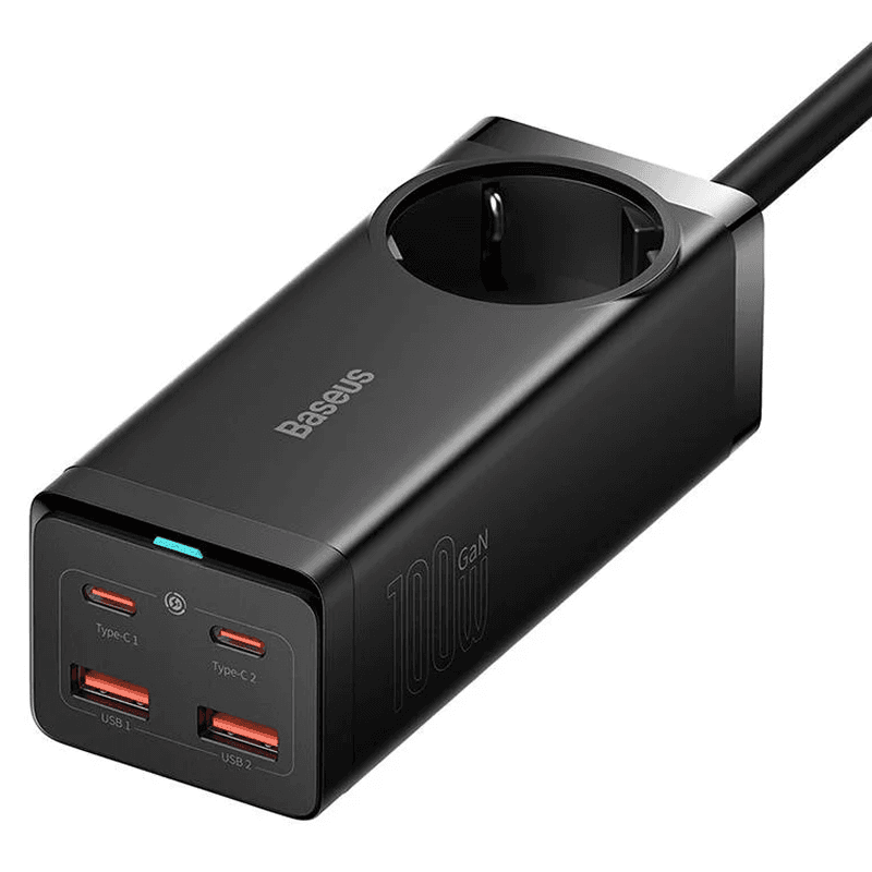 Chargeur Baseus avec prise intégrée 100W et 2xUSB-A + 2xUSB-C - 5 ports 