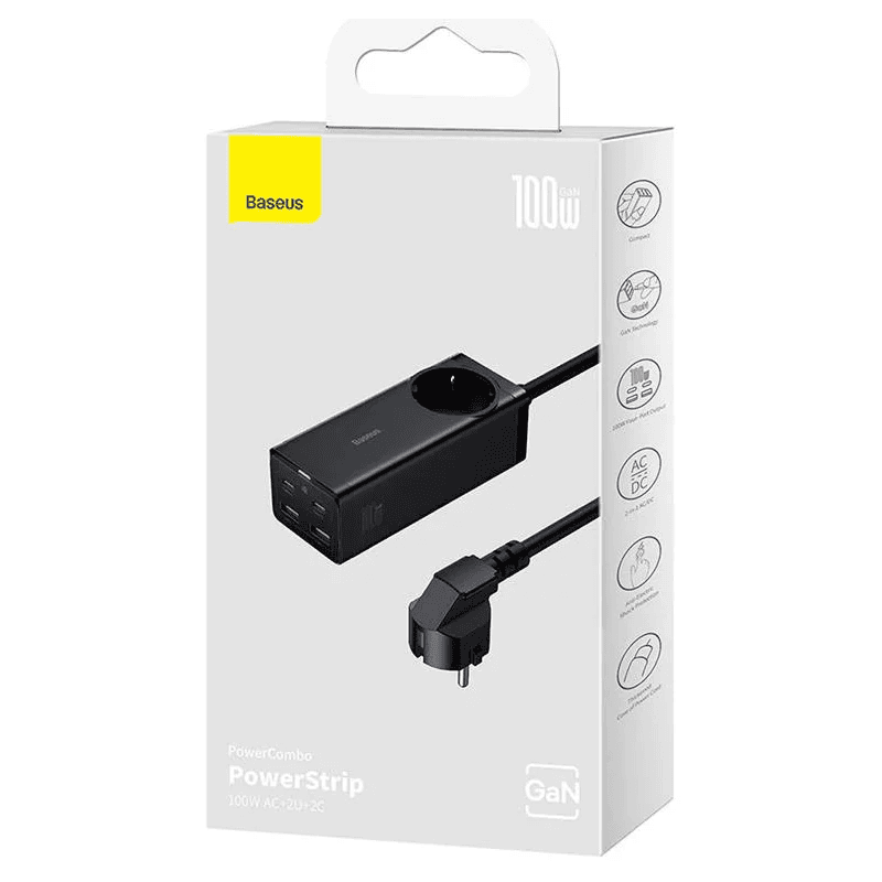 Chargeur Baseus avec prise intégrée 100W et 2xUSB-A + 2xUSB-C - Boître