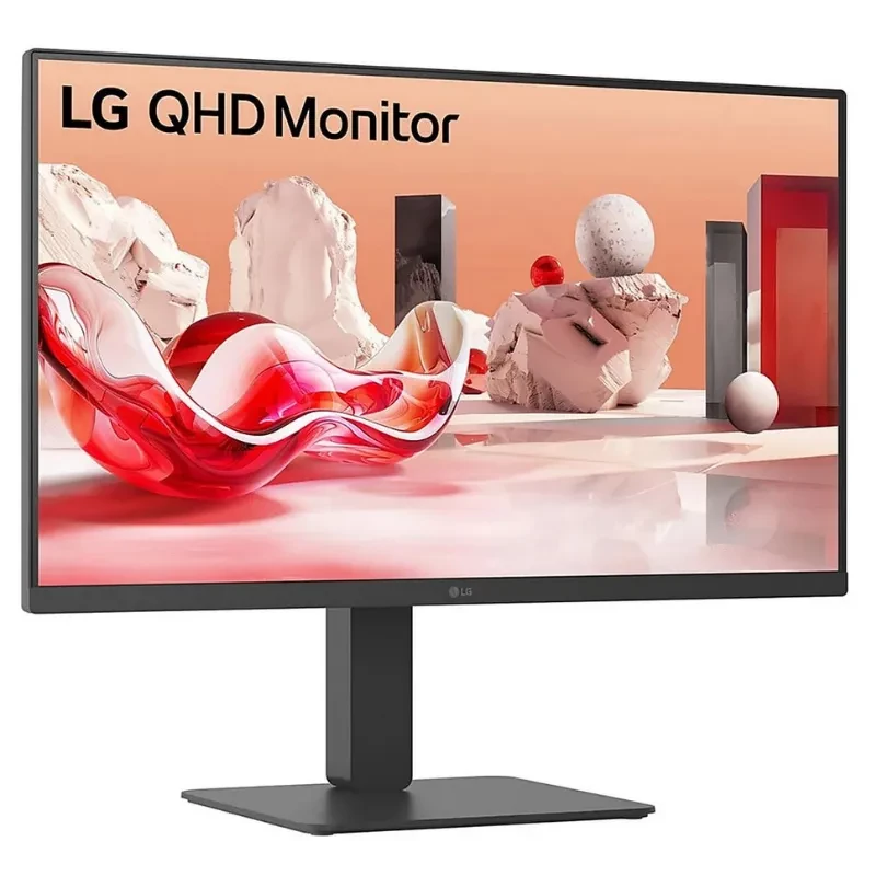 Monitor LG 27BA45QB-B de 27 pulgadas, panel IPS QHD con biseles delgados, soporte ajustable y base sólida, ideal para trabajo y diseño