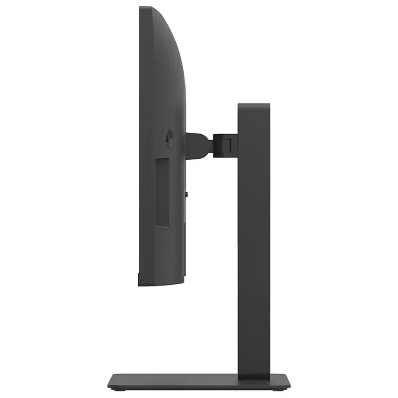 Monitor LG 27BA45QB-B de 27 pulgadas, perfil lateral delgado en color negro, soporte ajustable con bisagra robusta y base rectangular estable