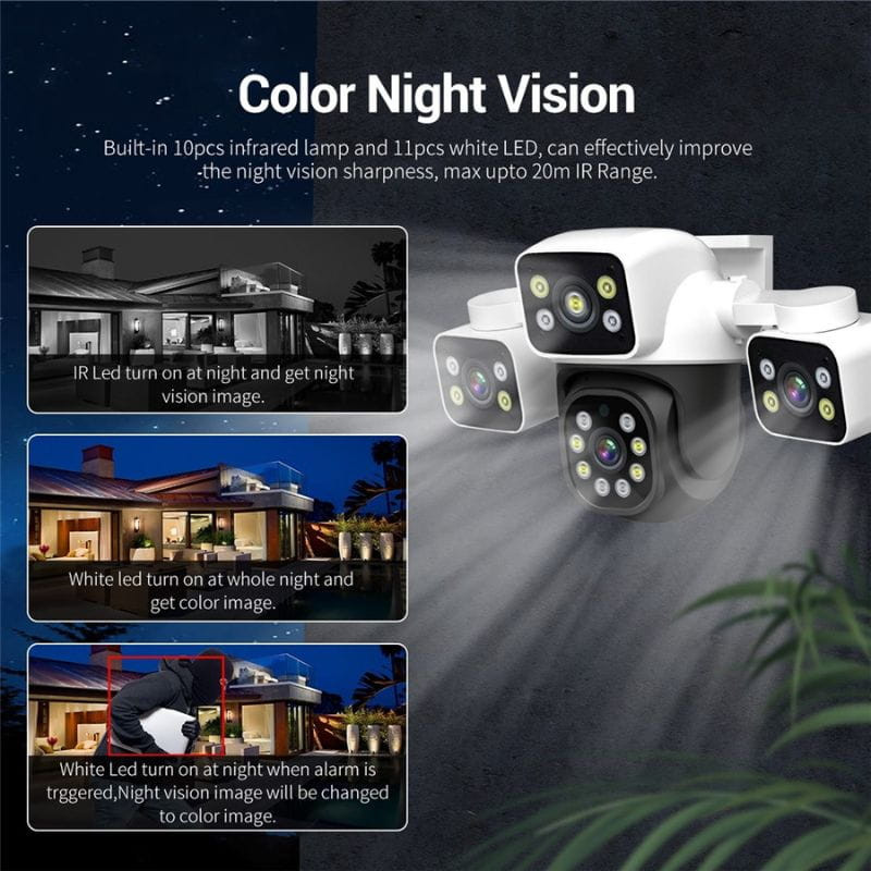 Escam PT223 - Caméra de surveillance extérieure. Vision nocturne en couleur