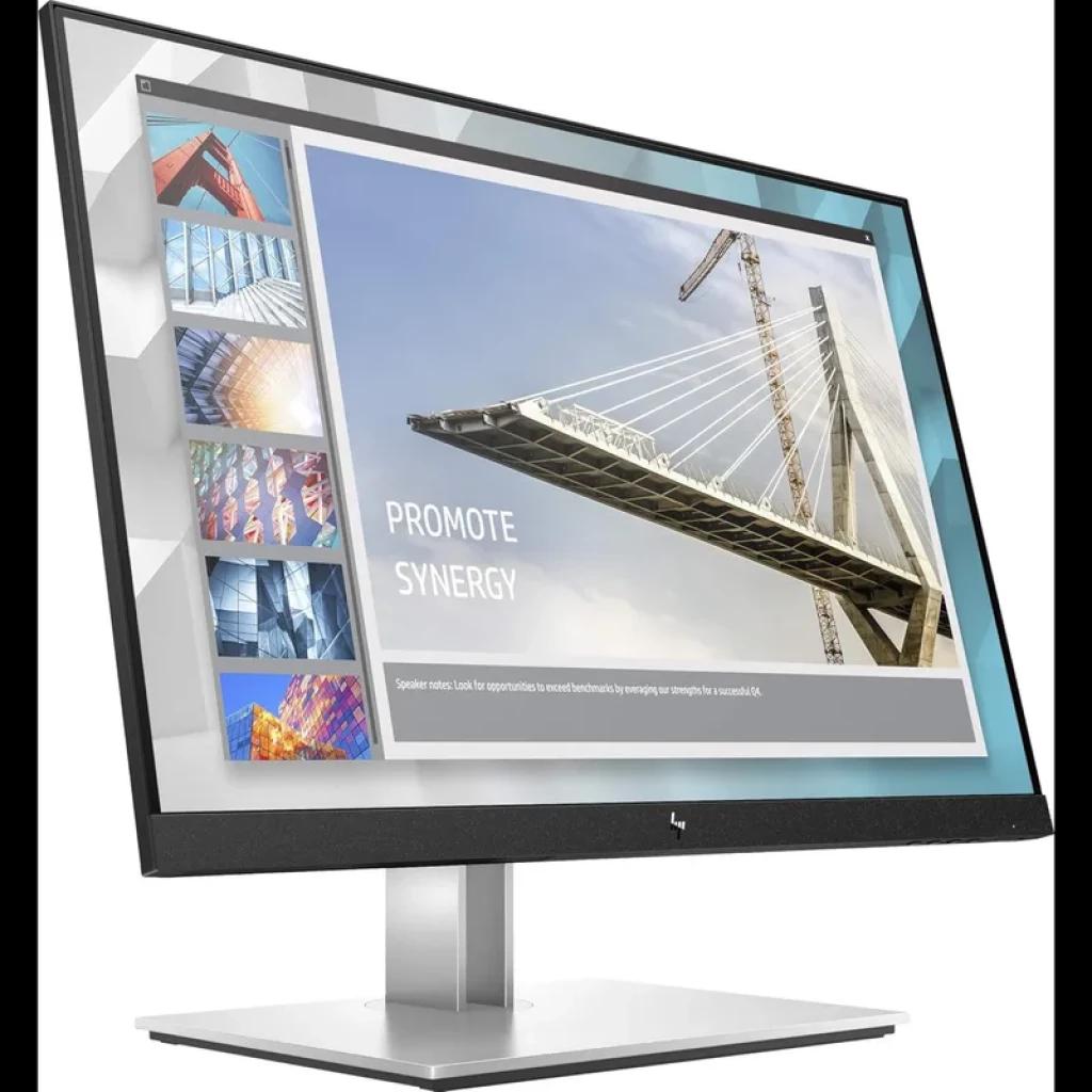 Monitor HP WUXGA E24i G4 de 24 pulgadas, panel IPS, biseles delgados, pantalla antirreflejo, base metálica ajustable, color negro con soporte plateado