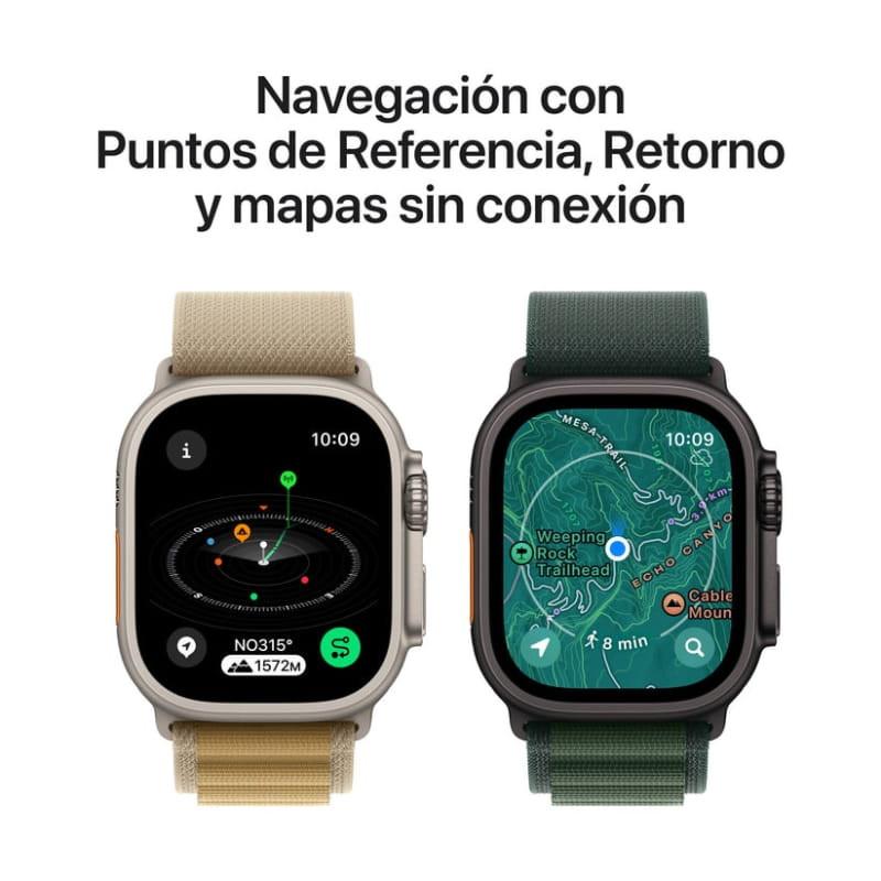 Apple Watch Ultra 2 49 mm GPS + Cellular avec bracelet Ocean noir, boîtier titane, grand écran lumineux, cadrans cartographie et boussole en plein air