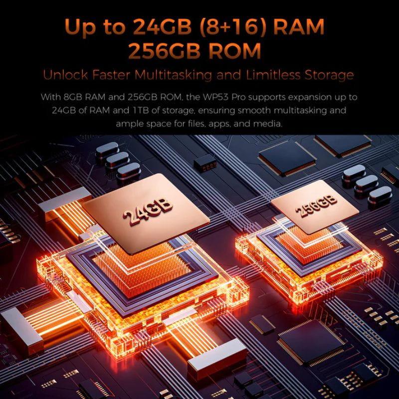Oukitel WP53 Pro 8 GB/256 GB Preto Rugged, armazenamento