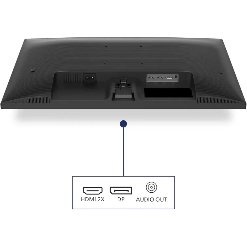 Parte trasera del monitor Philips 27E1N1800A/00 27 pulgadas 4K IPS con 2 puertos HDMI, DisplayPort y salida de audio; diseño limpio y conexiones accesibles