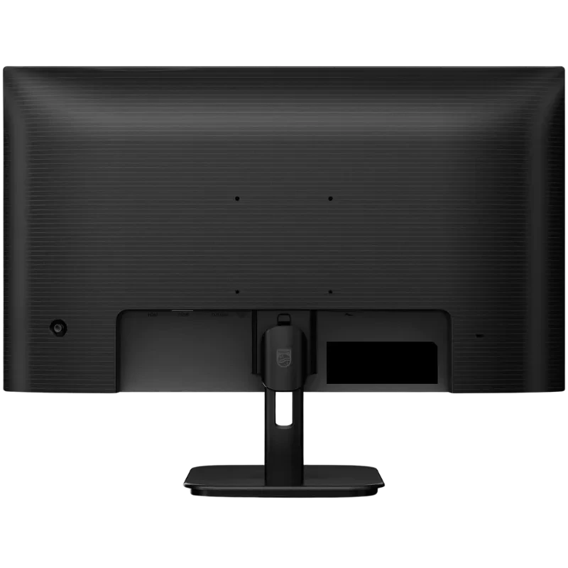 Parte trasera del monitor Philips 27E1N1800A/00: panel de 27 pulgadas 4K, carcasa negra texturizada, soporte ajustable y ranuras VESA para montaje