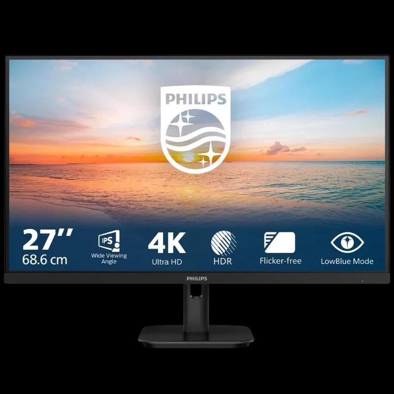 Philips 27E1N1800A/00 monitor 27 pulgadas 4K Ultra HD IPS con HDR, ángulo de visión amplio, Flicker Free y LowBlue Mode, biseles finos y base ajustable