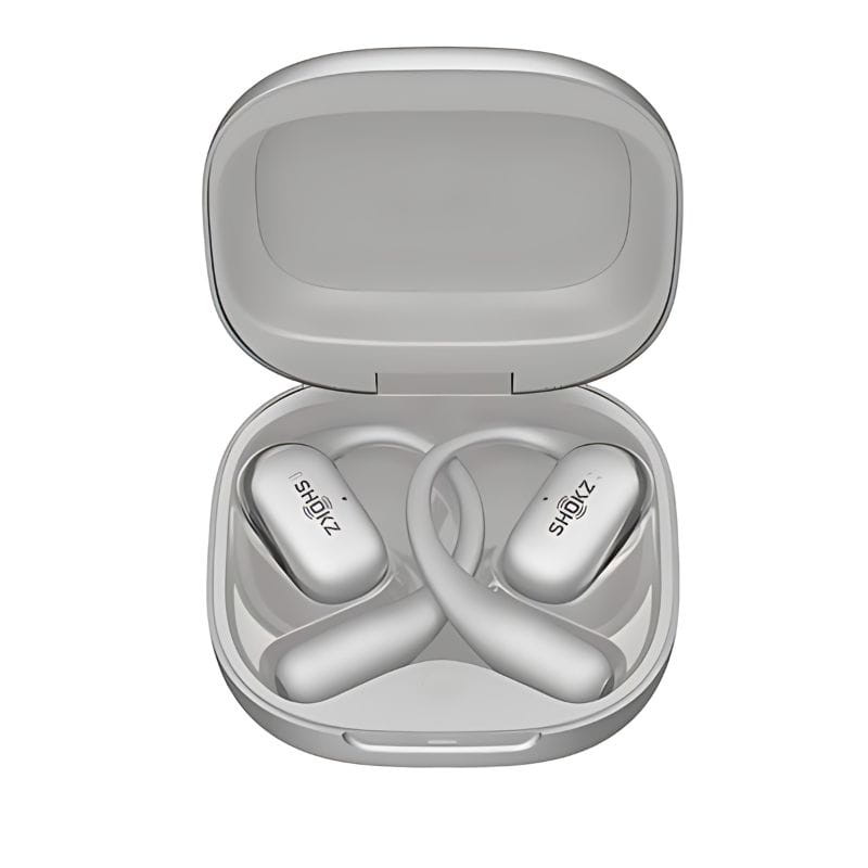 SHOKZ OpenFit 2+ Gris - Auriculares Inalámbricos Bluetooth, imagen en la caja de carga