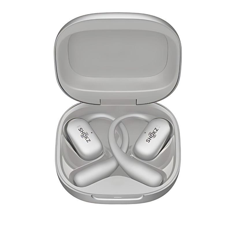 SHOKZ OpenFit 2+ Gris - Auriculares Inalámbricos Bluetooth, imagen en la caja de carga
