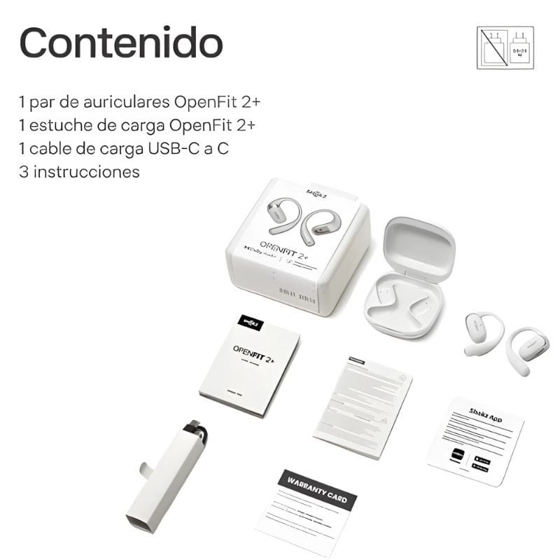 SHOKZ OpenFit 2+ Gris - Auriculares Inalámbricos Bluetooth, imagen contenido de la caja