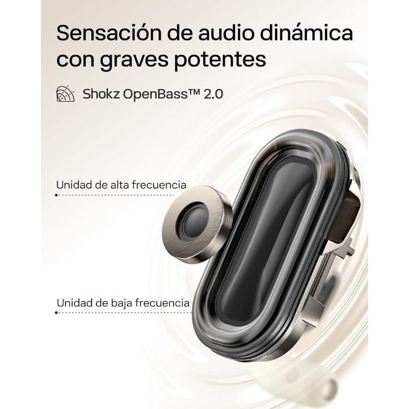 SHOKZ OpenFit 2 Beige– Auriculares Bluetooth,  graves profundos