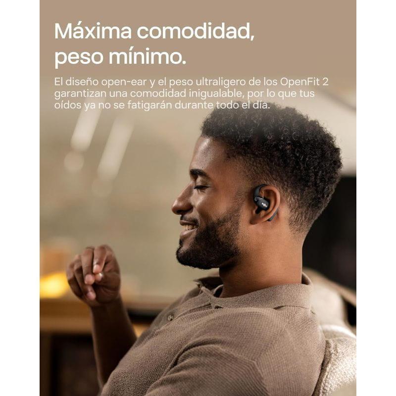 SHOKZ OpenFit 2 Negro– Auriculares Inalámbricos Bluetooth, peso mínimo