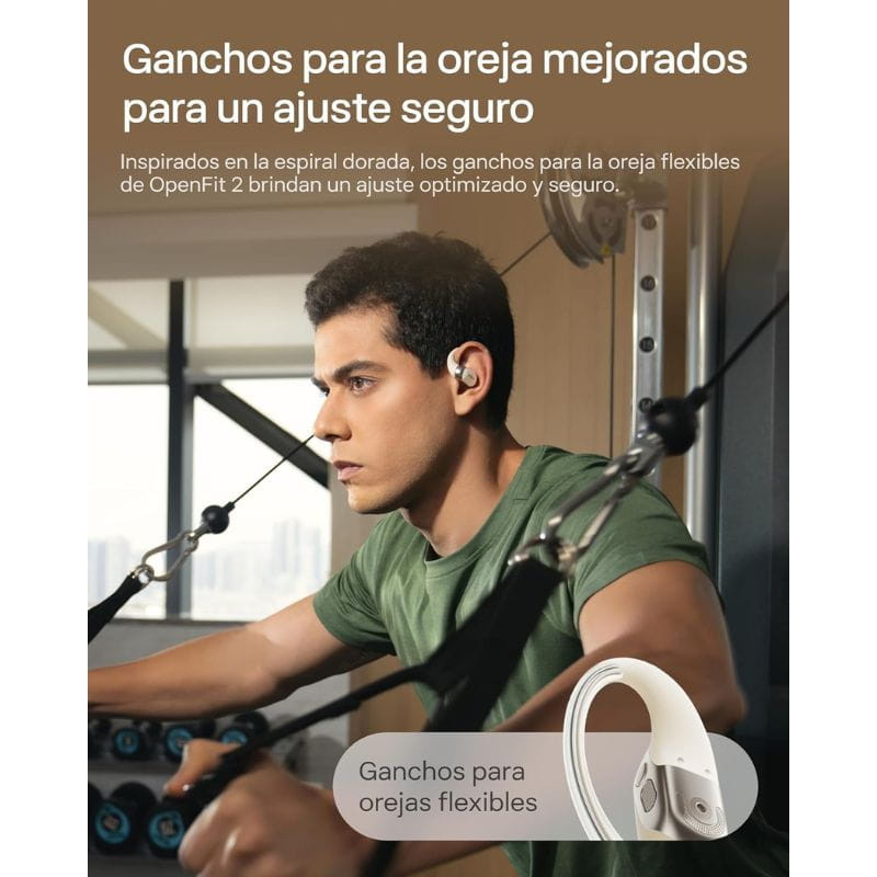 SHOKZ OpenFit 2 Negro– Auriculares Inalámbricos Bluetooth, diseño de gancho