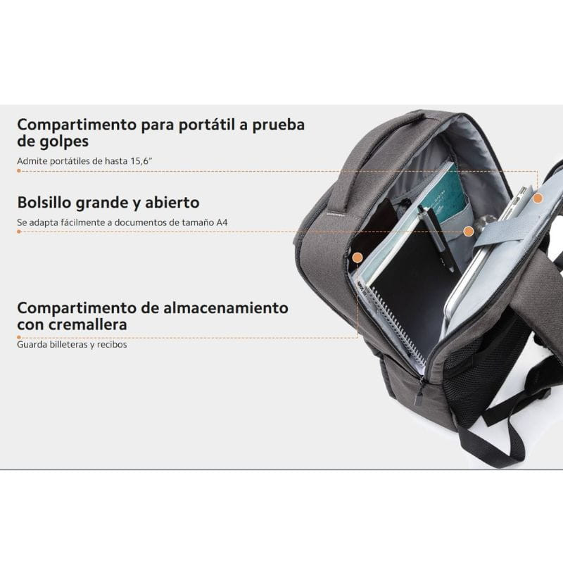Sac à dos Xiaomi Commuter gris foncé, rangement