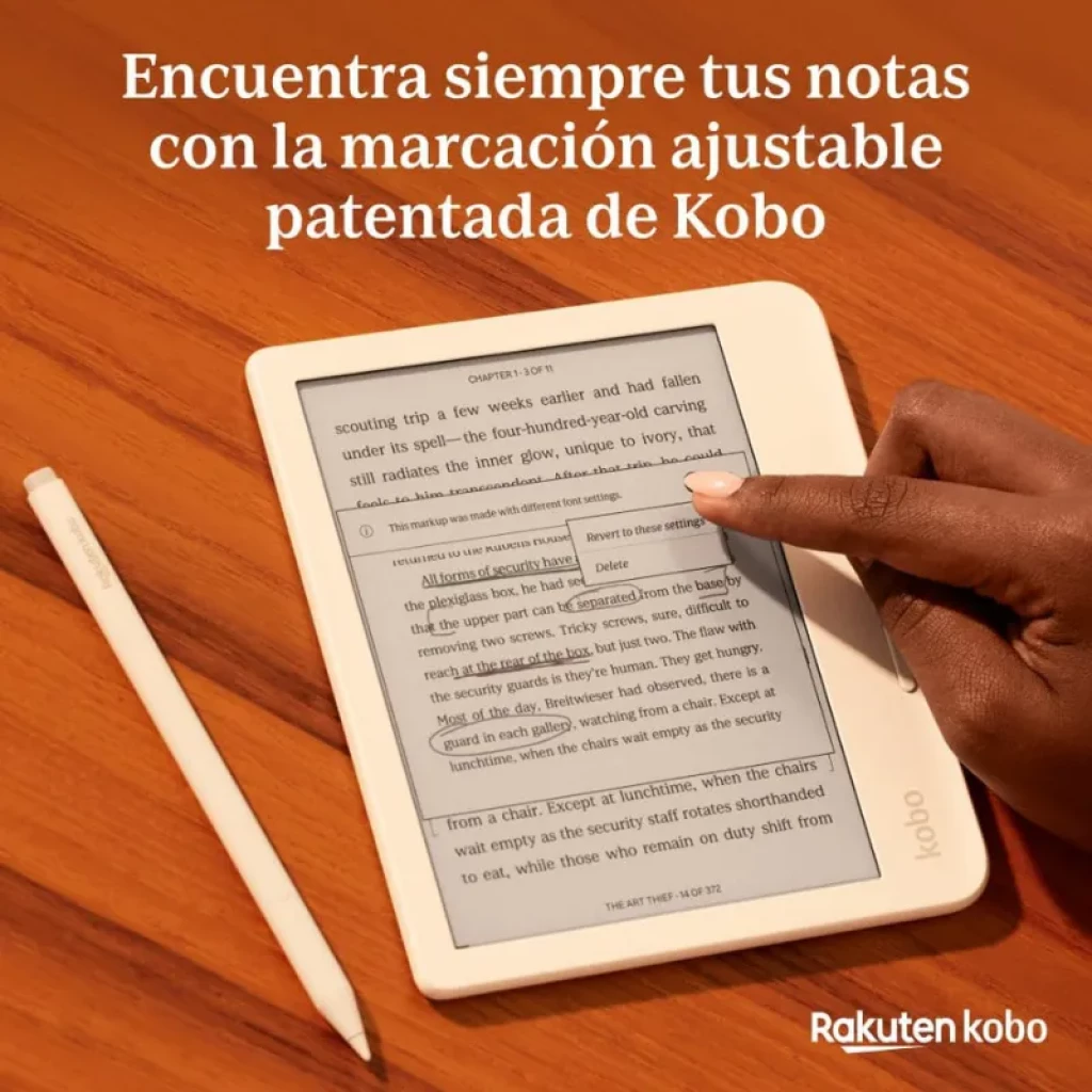 Rakuten Kobo Stylus 2 Branco com ponta fina e botão lateral, compatível com eBooks Kobo; design elegante, carregamento USB-C, ideal para anotar e sublinhar