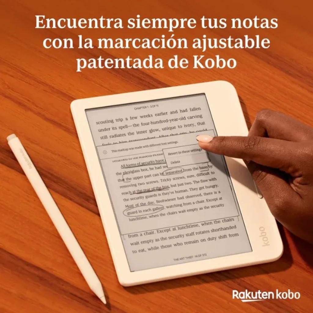 Rakuten Kobo Stylus 2 Branco com ponta fina e botão lateral, compatível com eBooks Kobo; design elegante, carregamento USB-C, ideal para anotar e sublinhar