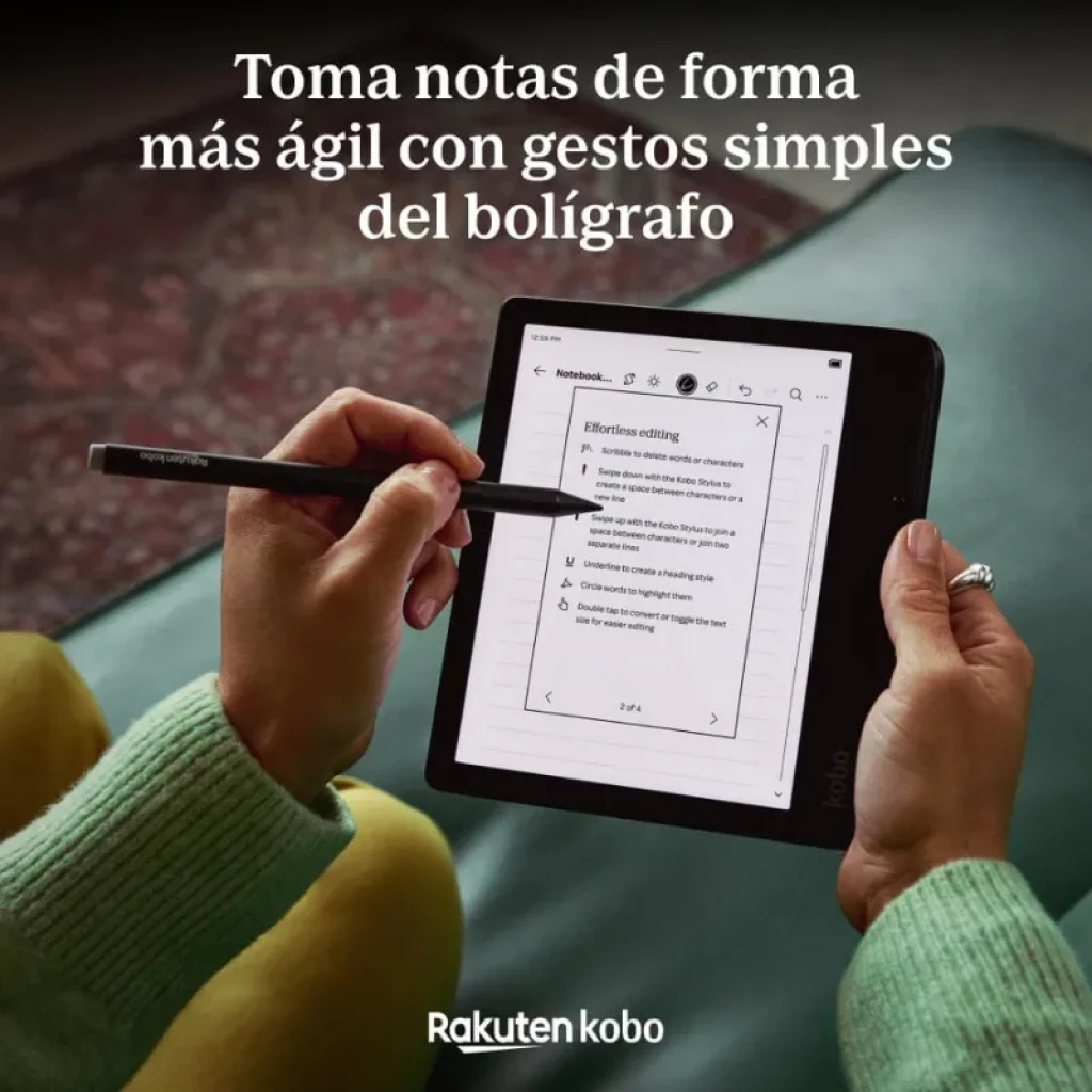 Rakuten Kobo Stylus 2 Branco com ponta fina e botão lateral, corpo ergonómico, ideal para tomar notas em eBooks; compatível com USB-C para carregamento rápido