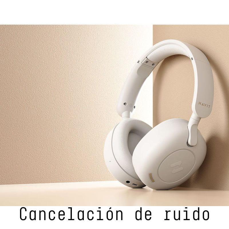 Havit H655BT Bege - Auscultadores Bluetooth com cancelamento de ruído até 43 dB