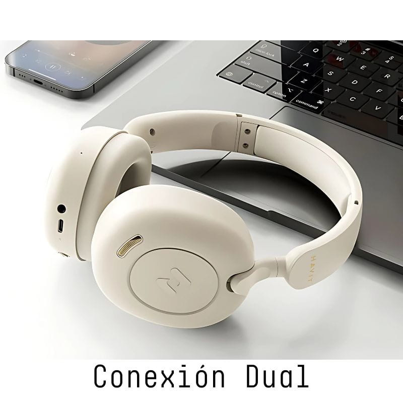 Havit H655BT Bege - Auscultadores Bluetooth com conexão dupla