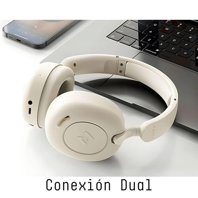 Havit H655BT Bege - Auscultadores Bluetooth com conexão dupla