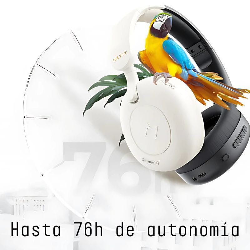 Havit H655BT Bege - Auscultadores Bluetooth com até 736 horas de autonomia
