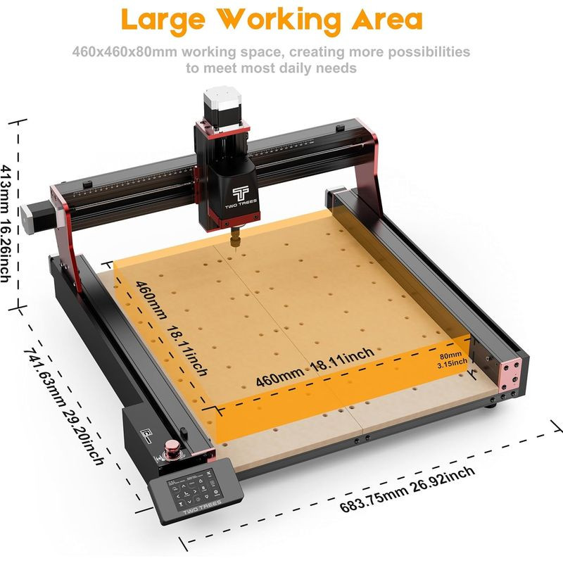 Dimensões de Fresadora CNC TwoTrees TTC450 Pro