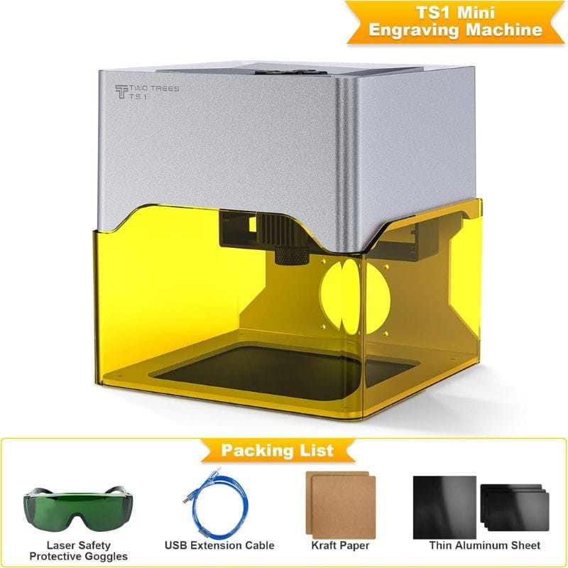 Twotrees TS1 Mini - Gravador a laser, conteúdo da embalagem.